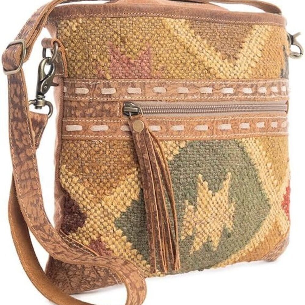 Leather Canvas Crossbody Bag for Women Upcycled Stylish Everyday Use